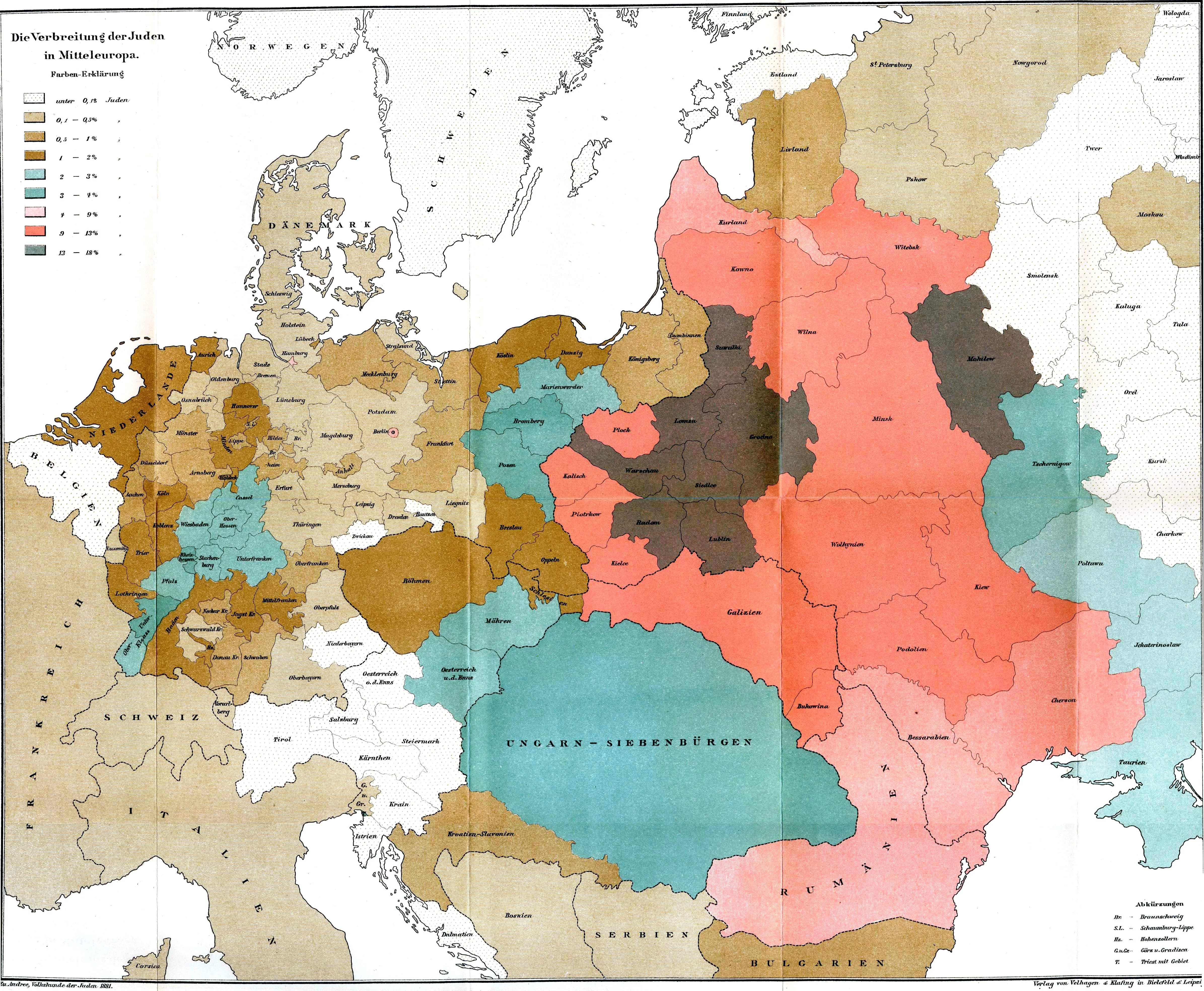 欧洲犹太人分布（1881年）