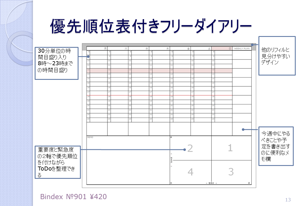 優先順位表付きフリーダイアリー