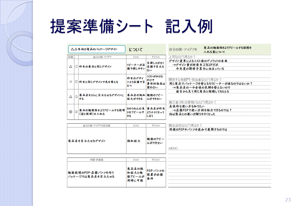 提案準備シート・記入例